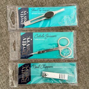 Pretty Savvy Grooming Set - Cuticle Scissor, Tweezer, Nail Clipper